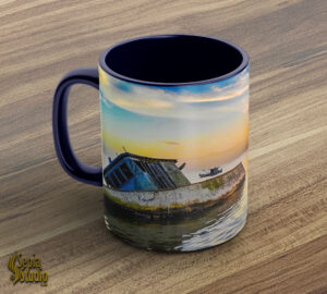 Ceramic Mug 11oz ( Seascape ) Orange Field Sunset