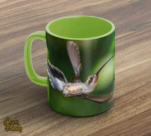 Ceramic Mug 11oz ( Hummingbird ) Green Hermit