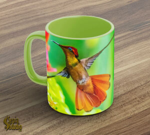 Ceramic Mug 11oz ( Hummingbird ) Ruby Topaz 4