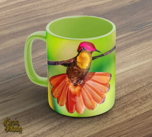 Ceramic Mug 11oz ( Hummingbird ) Ruby Topaz  3