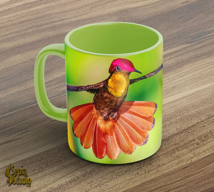 Ceramic Mug 11oz ( Hummingbird ) Ruby Topaz  3