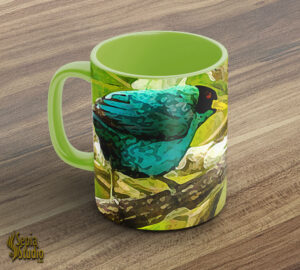 Ceramic Mug 11oz ( Digital Art ) Turquoise Tanager