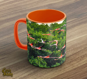 Ceramic Mug 11oz ( Wildlife ) Flamingos in Flight