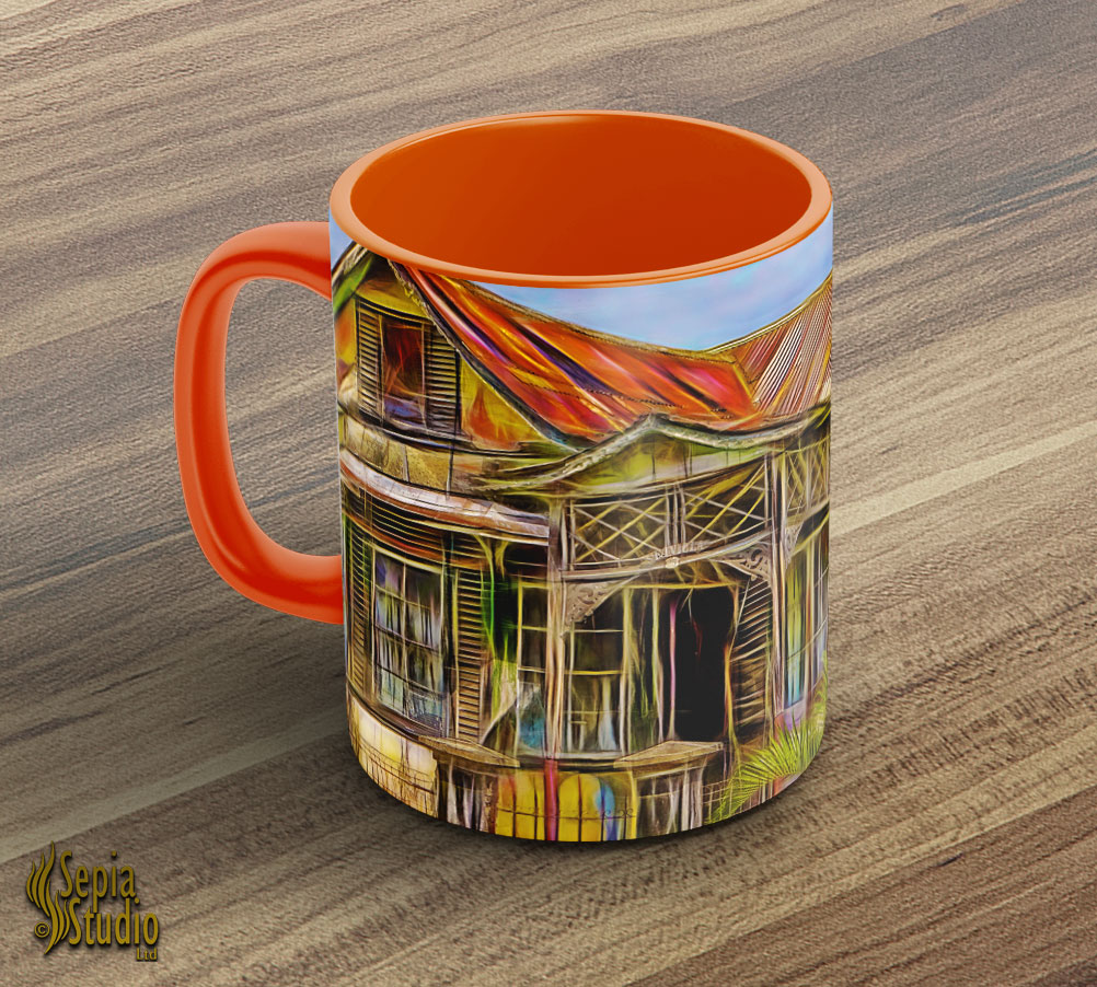 Ceramic Mug 11oz ( Digital Art ) Sea Villa House