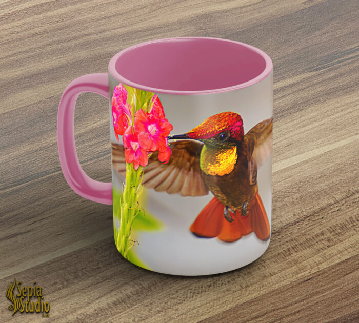 Ceramic Mug 11oz ( Hummingbird ) Ruby Topaz Feeding