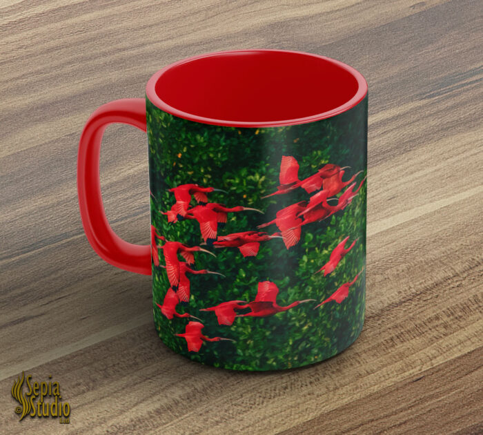 Ceramic Mug 11oz ( Wildlife ) Scarlet Ibis In Flight