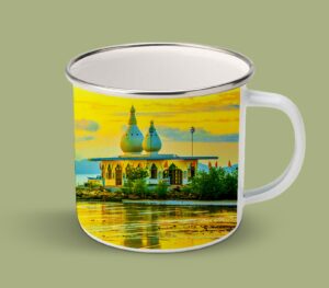 Enamel Mugs 17oz ( Seascape ) Templae on the Sea (Sunset) 2
