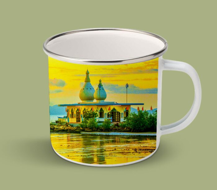 Enamel Mugs 17oz ( Seascape ) Templae on the Sea (Sunset) 2