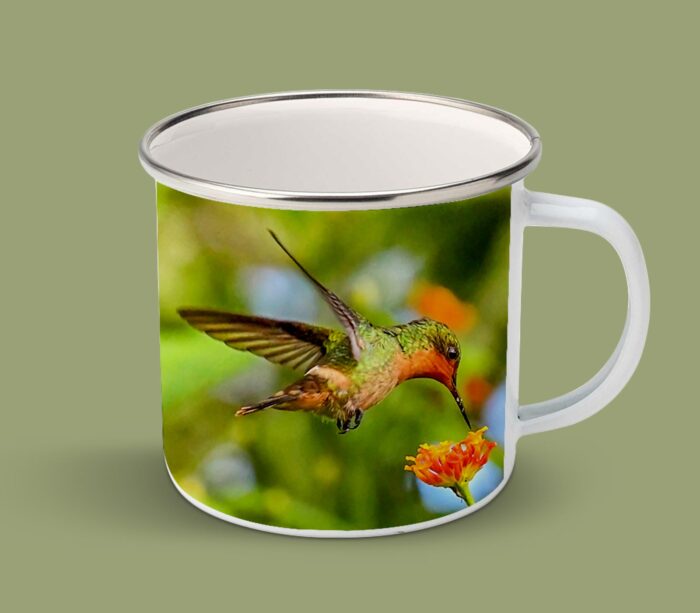 Enamel Mugs 17oz ( Hummingbird ) Tufted Coquette Female