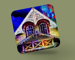 Corkback Coaster (Digital Art) Boissiere House Fretwork Blue
