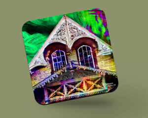 Corkback Coaster (Digital Art) Boissiere House Fretwork Green