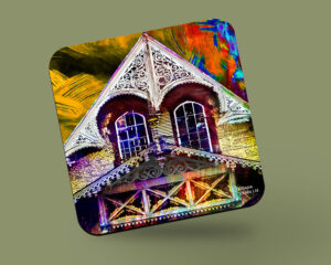 Corkback Coaster (Digital Art) Boissiere House Fretwork Orange