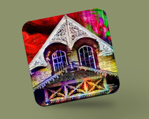 Corkback Coaster (Digital Art) Boissiere House Fretwork Red