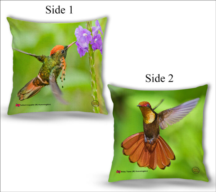Cushion Covers 18" ( Hummingbirds ) Tufted Coquette (M) & RubyTopaz (M) Hummingbird