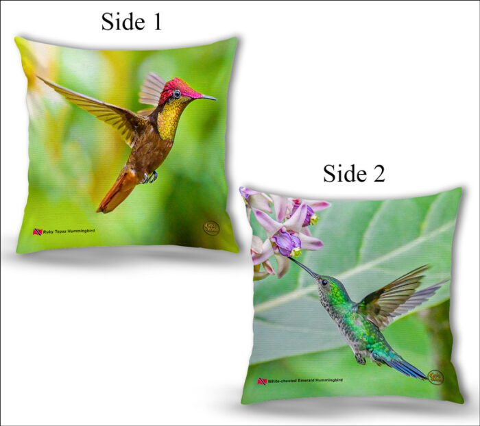 Cushion Covers 18" ( Hummingbirds ) Ruby Topaz & White-chested Emerald