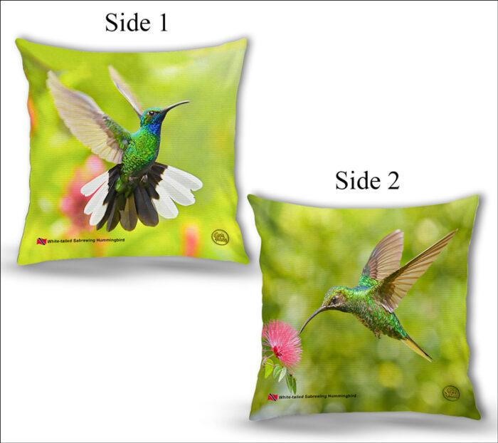 Cushion Covers 18" ( Hummingbirds ) White Tailed Sabrewing Male & Female