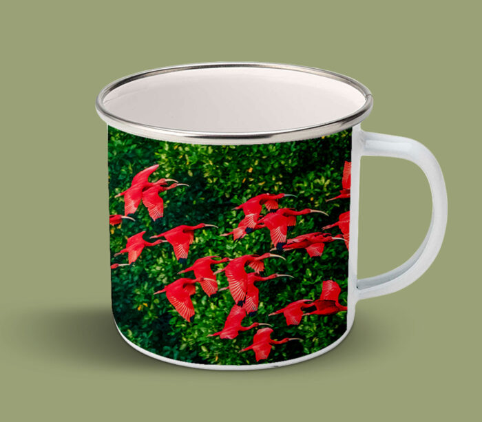 Enamel Mugs 17oz ( Bird ) Scarlet Ibis in Flight