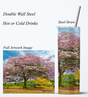 Steel Tumbler 20oz ( Poui ) Pink & Yellow Poui