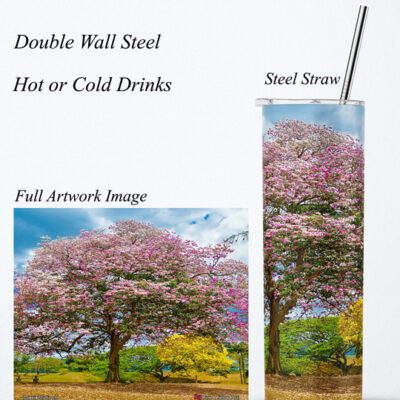 Steel Tumbler 20oz ( Poui ) Pink & Yellow Poui