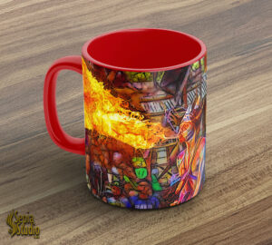 Ceramic Mug 11oz ( Digital Art )  Blue Devil Spitting Fire