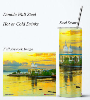 Steel Tumbler 20oz Temple on the Sea Sunset
