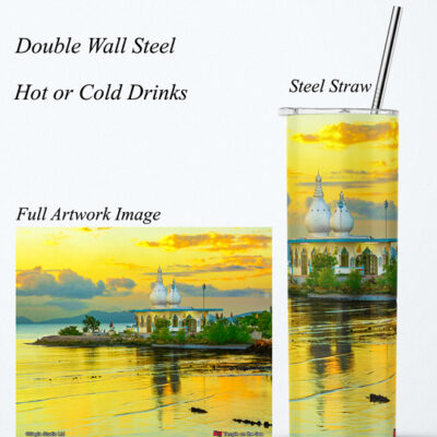 Steel Tumbler 20oz Temple on the Sea Sunset