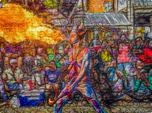 Jigsaw Puzzle (252pcs) Digital Art Blue Devil Spitting Fire