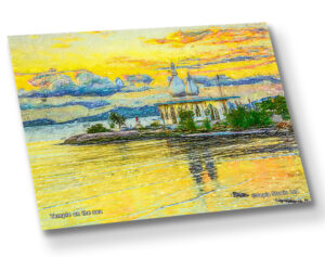 Aluminium Metal Print ( Digital Art ) Temple On The Sea