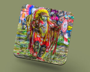 Corkback Coaster (Carnival Character Digital Art) Fancy Indian 1