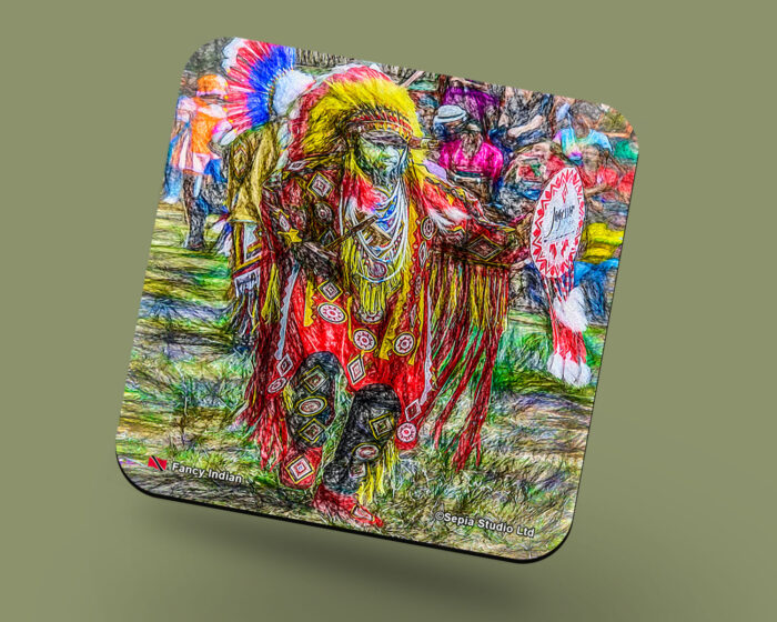 Corkback Coaster (Carnival Character Digital Art) Fancy Indian 1