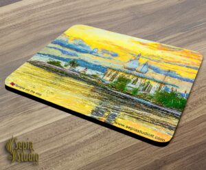 Mousepad ( Digital Art ) Temple on the Sea