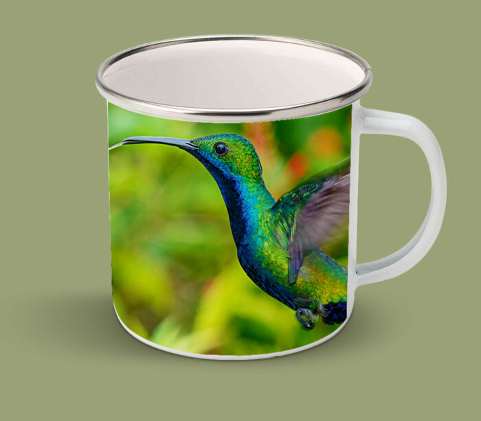 Enamel Mugs 17oz ( Hummingbird ) Black Throated Mango Male 2