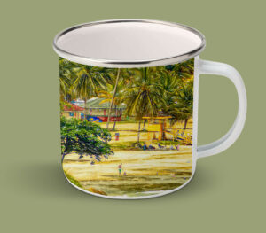 Enamel Mugs 17oz ( Digital Art ) Maracas Beach