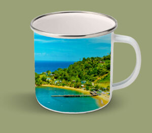 Enamel Mugs 17oz ( Tobago ) Parlatuvier Bay