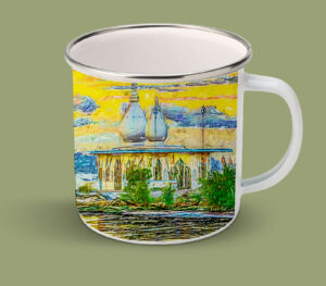 Enamel Mugs 17oz ( Digital Art ) Temple on the Sea