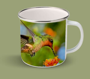 Enamel Mugs 17oz ( Hummingbird ) Tufted Coquette Female