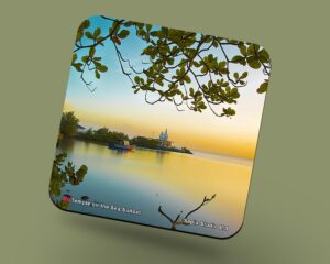 Corkback Coaster (Seascape) Temple on the Sea Sunset
