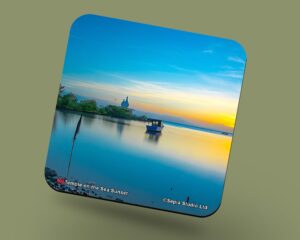 Corkback Coaster (Seascape) Temple on the Sea Sunset