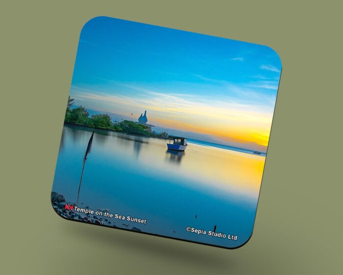 Corkback Coaster (Seascape) Temple on the Sea Sunset
