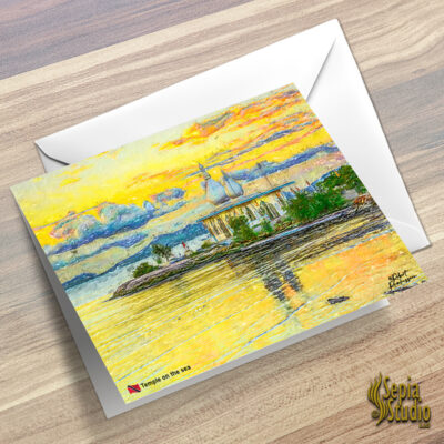Greeting Cards 5" x 7" (Digital Art) Temple on the Sea