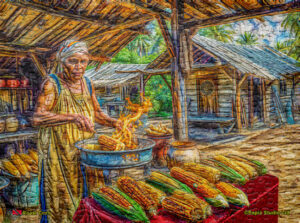 Jigsaw Puzzle (252pcs) Digital Art Roast Corn